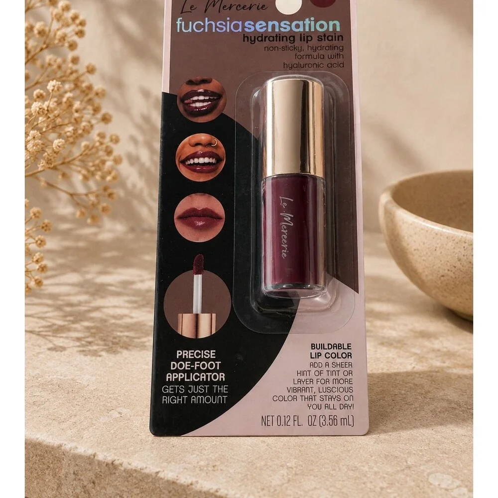 Le Mercerie Lip Stain Scarlet Flame Hydrating Gloss Long Wear Shine NEW